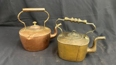 2 Vintage copper and brass kettles