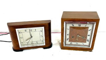 Wooden converted mantel clock, 2 keyhole mantel clock, both untested