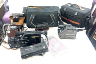 Selection of vintage and later cameras to include Canovision E100/E110 8mm video camcorder, a