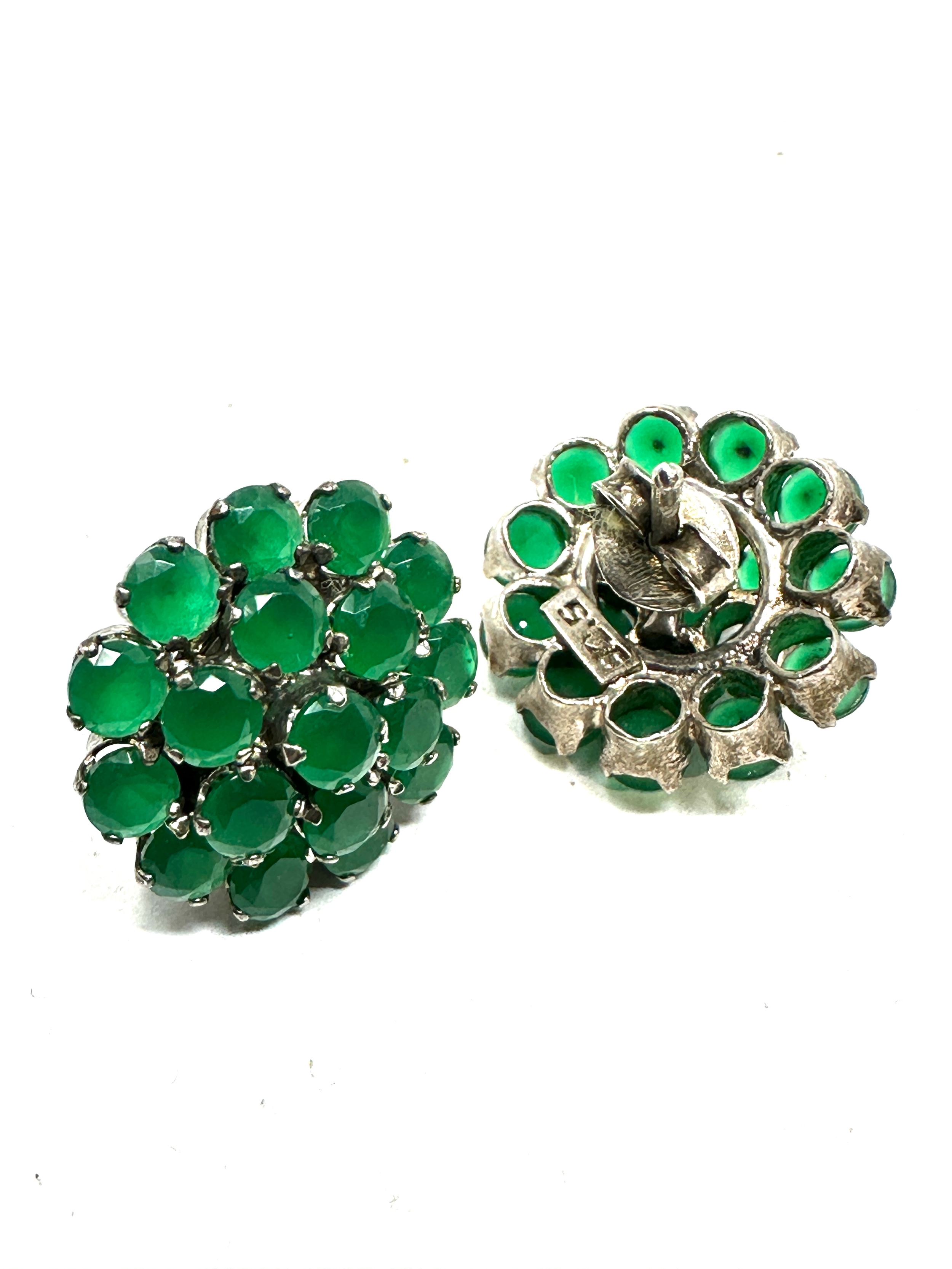 pair of silver & emerald type earrings weight 8g - Image 3 of 4