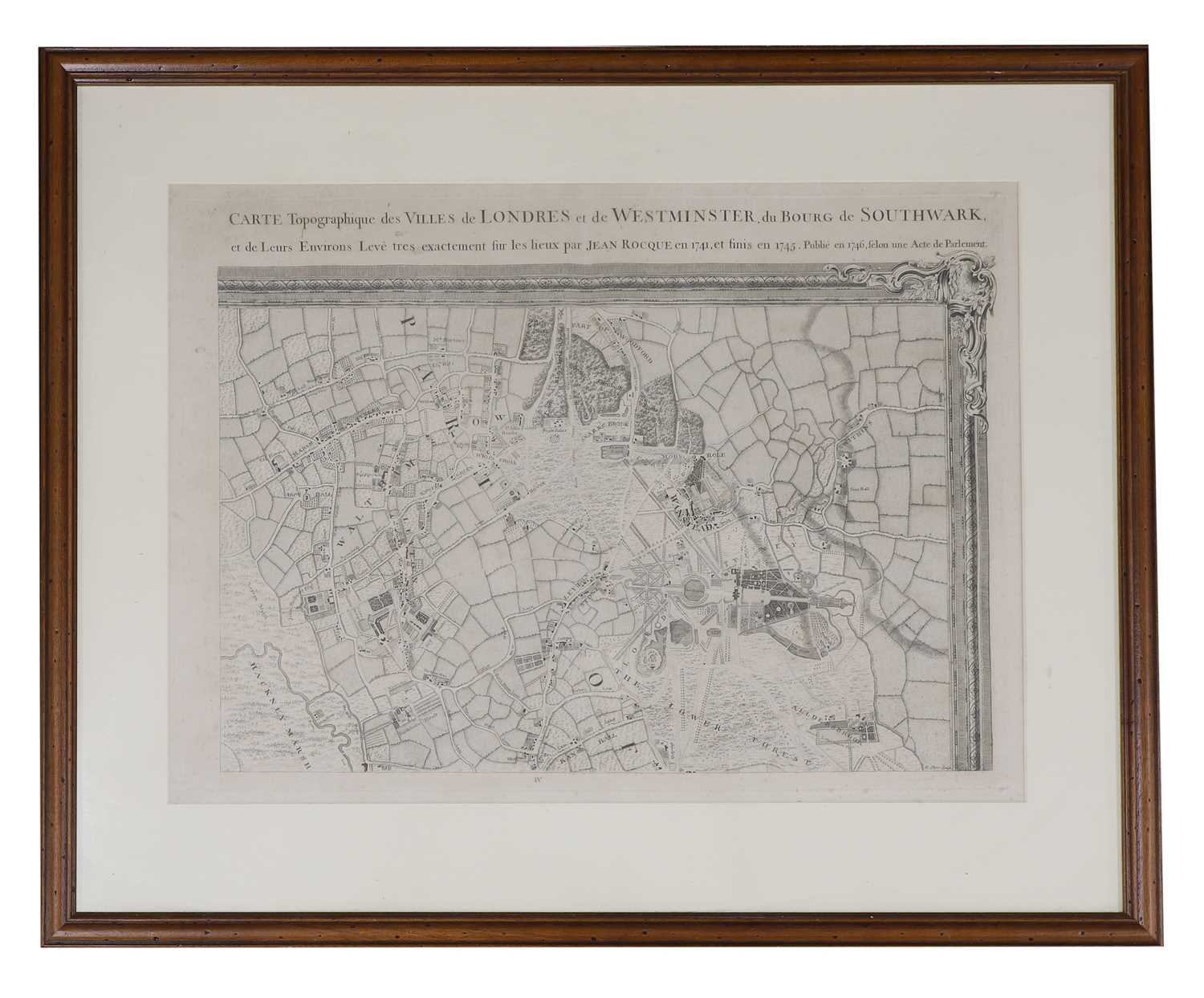 CARTE Topographique des VILLES de LONDRES et de WESTMINSTER, du BOURG de SOUTHWARK,