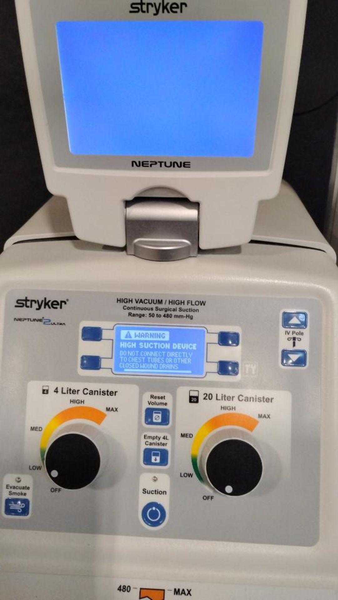 STRYKER NEPTUNE 2 ULTRA HIGH VACUUM/ HIGH FLOW CONTINOUS SURGICAL SUCTION UNIT