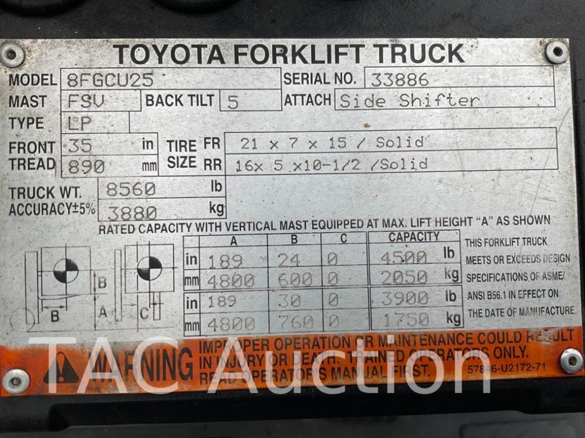2011 Toyota 8FGCU25 4500lb Forklift - Bild 28 aus 28