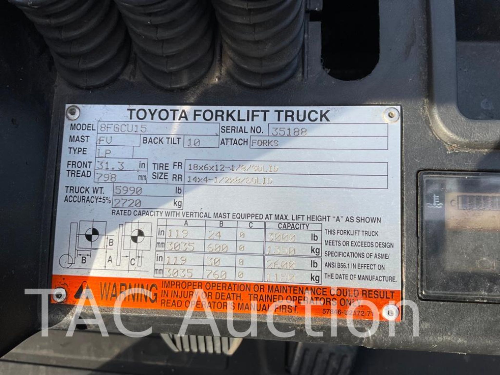 2016 Toyota 8FGCU15 3,000lb Forklift - Bild 21 aus 21