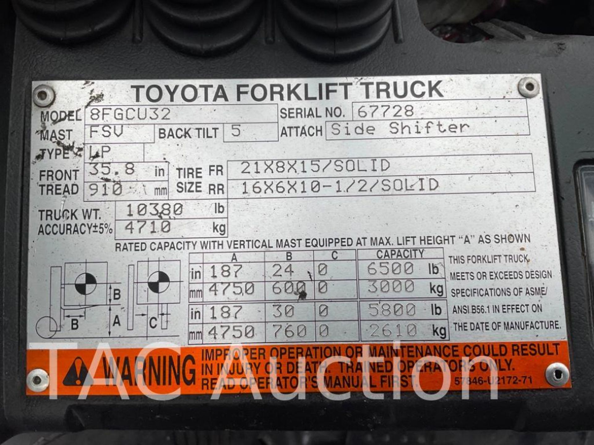 2017 Toyota 8FGCU32 6500lb Forklift - Bild 29 aus 29