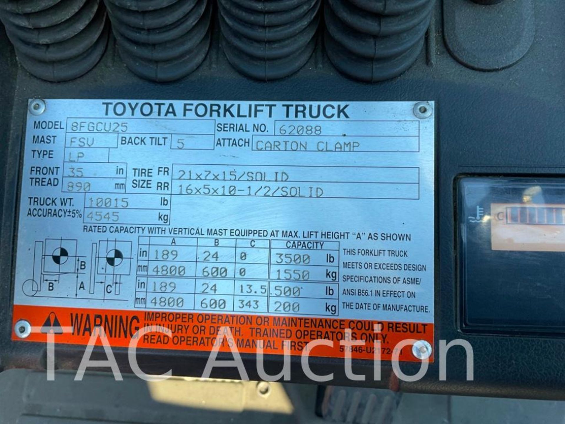 2014 Toyota 8FGCU25 5,000lb Forklift - Bild 23 aus 23