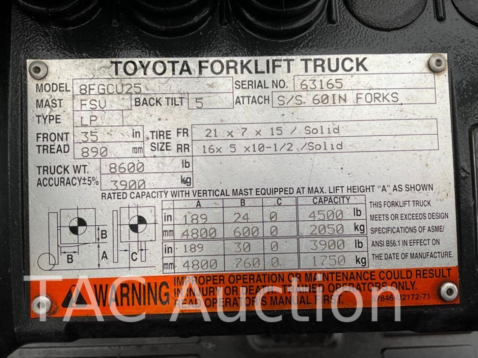 2014 Toyota 8FGCU25 4500lb Forklift - Bild 28 aus 28