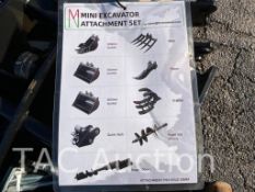 New (9) Piece Mini Excavator Attachment Set​​​​​​​