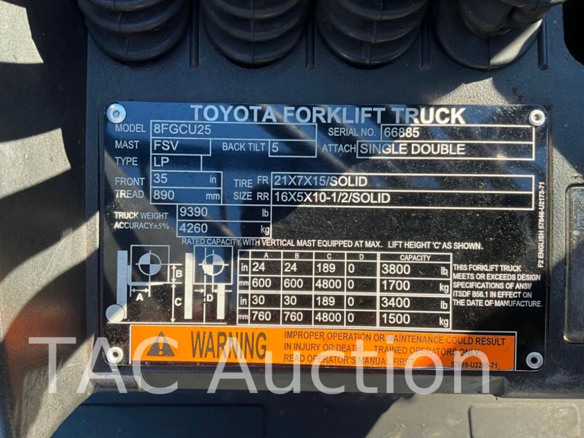 2015 Toyota 8FGCU25 5000lb Forklift - Image 32 of 32