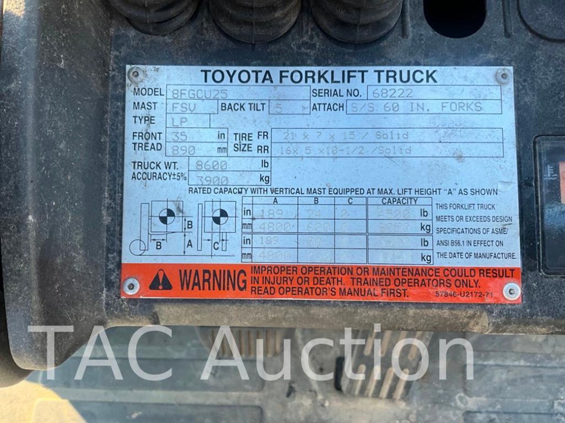 Toyota 8FGCU25 4,500lb Forklift - Image 30 of 30