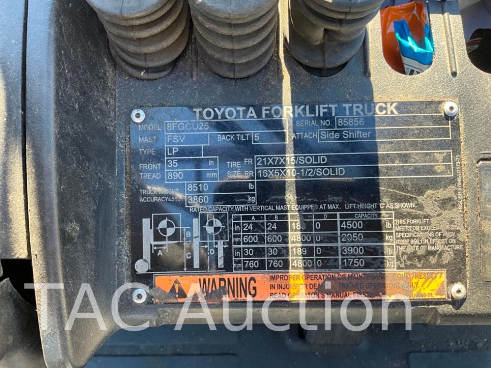 2017 Toyota 8FGCU25 5000lb Forklift - Image 31 of 31