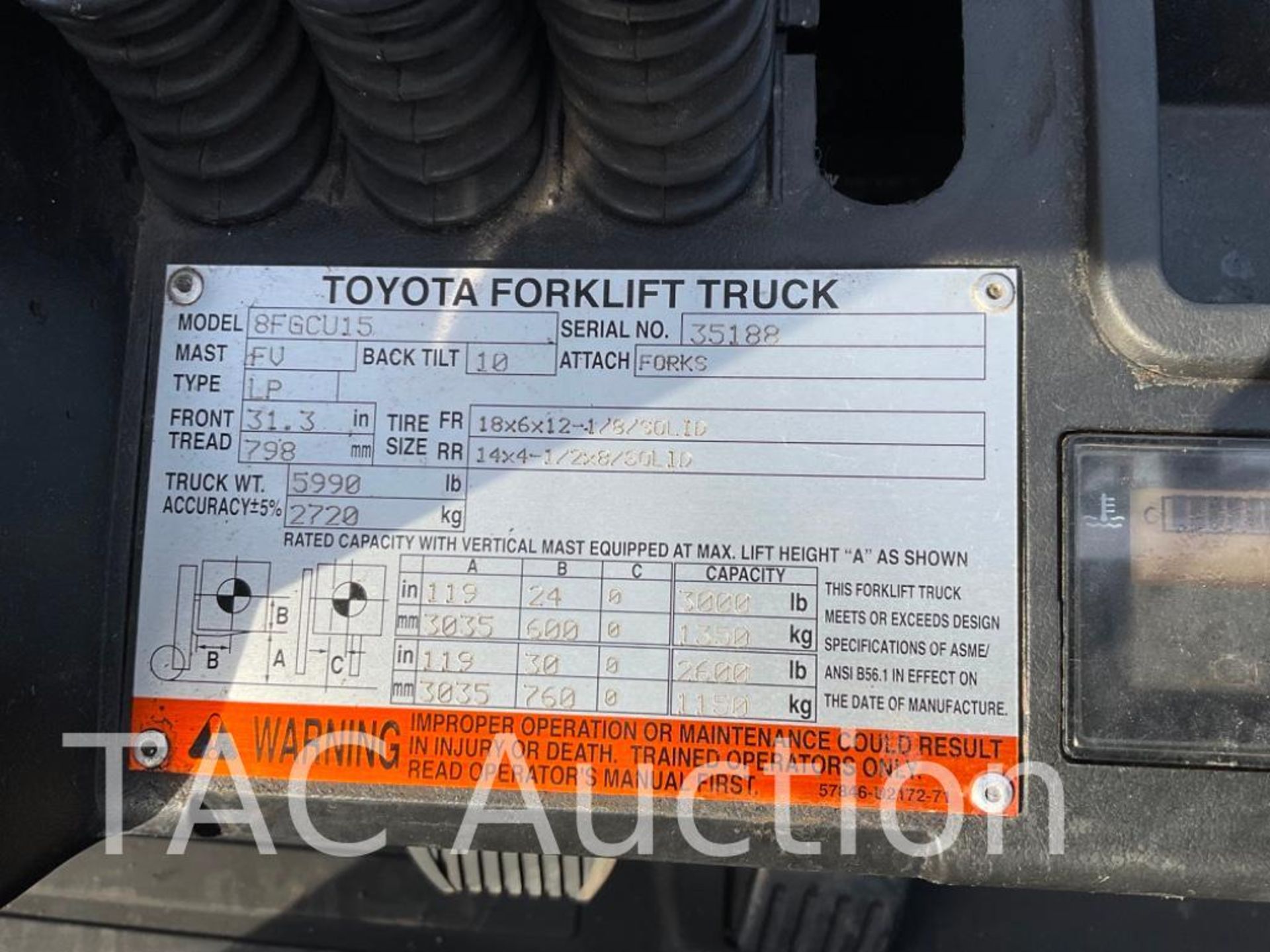 2016 Toyota 8FGCU15 3,000lb Forklift - Image 21 of 21