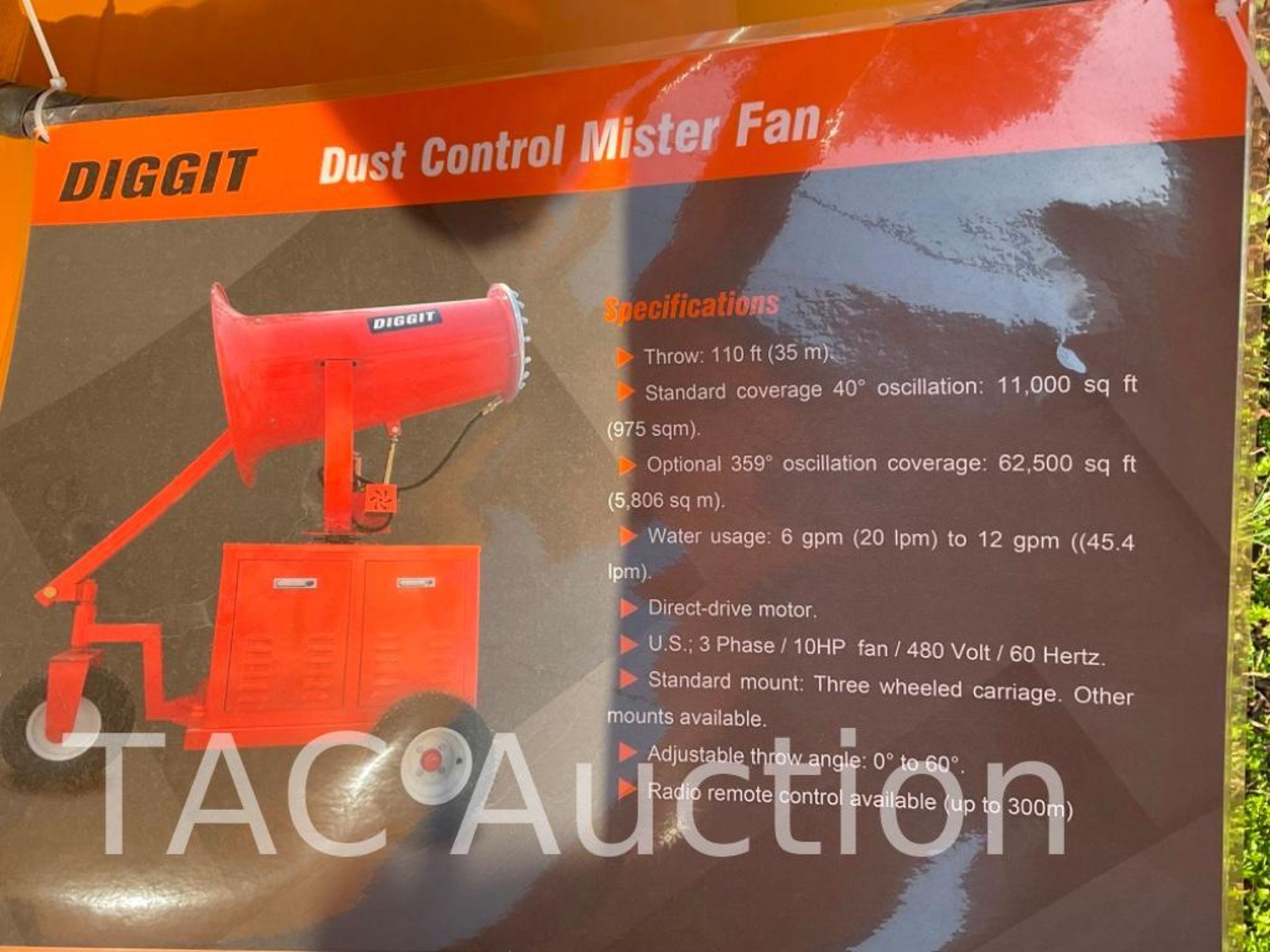 New Diggit DH35 Towable Dust Control Mister Fan - Image 9 of 11
