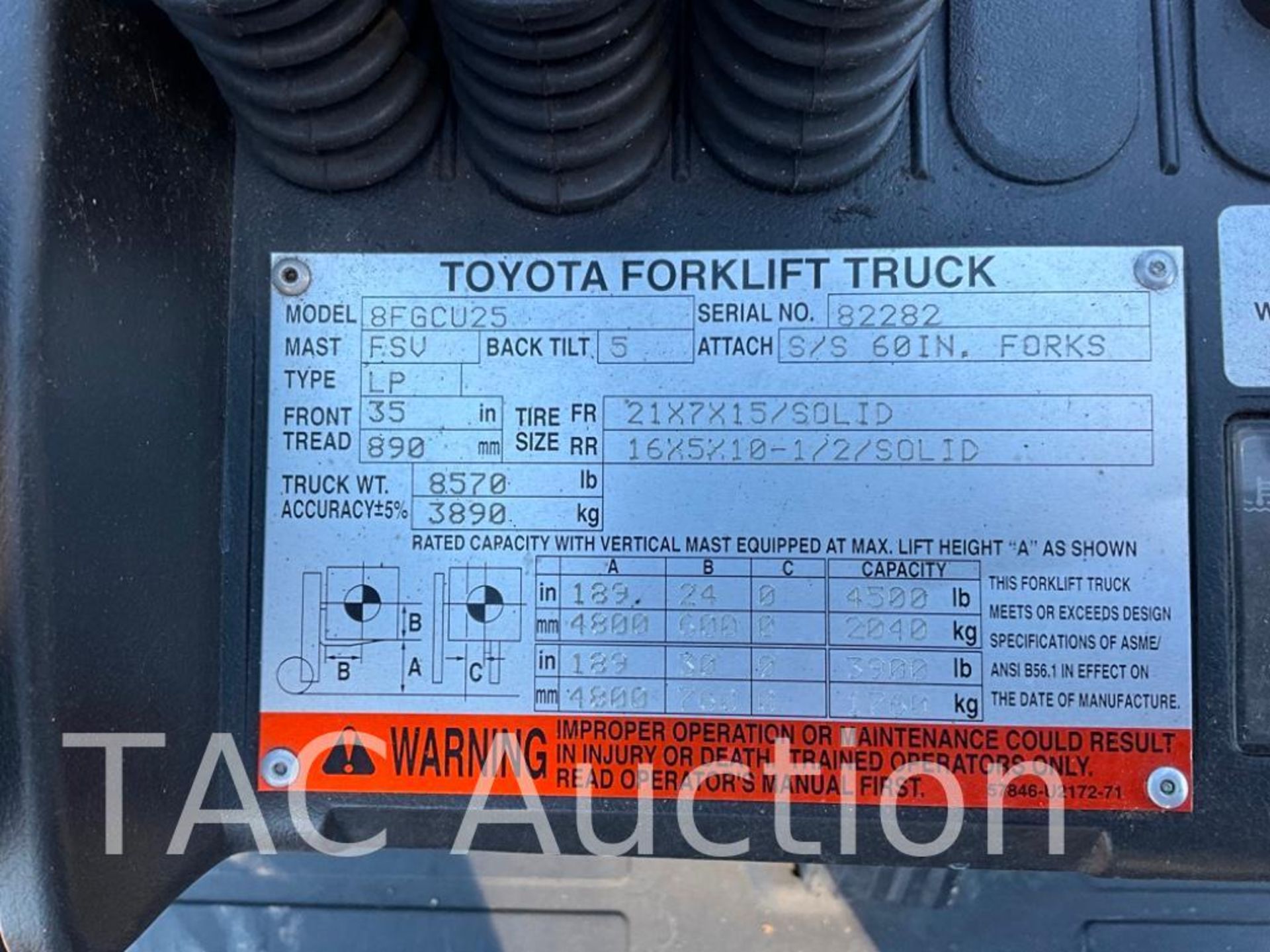 2017 Toyota 8FGCU25 5000lb Forklift - Image 23 of 23