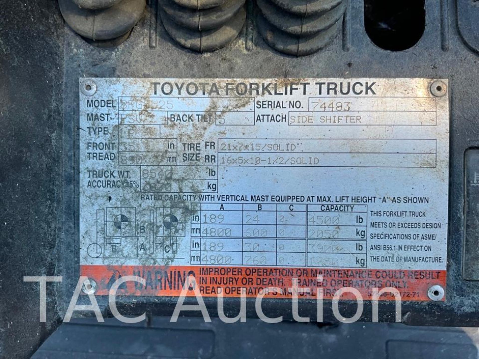 2016 Toyota 8FGCU25 5000lb Forklift - Image 24 of 24