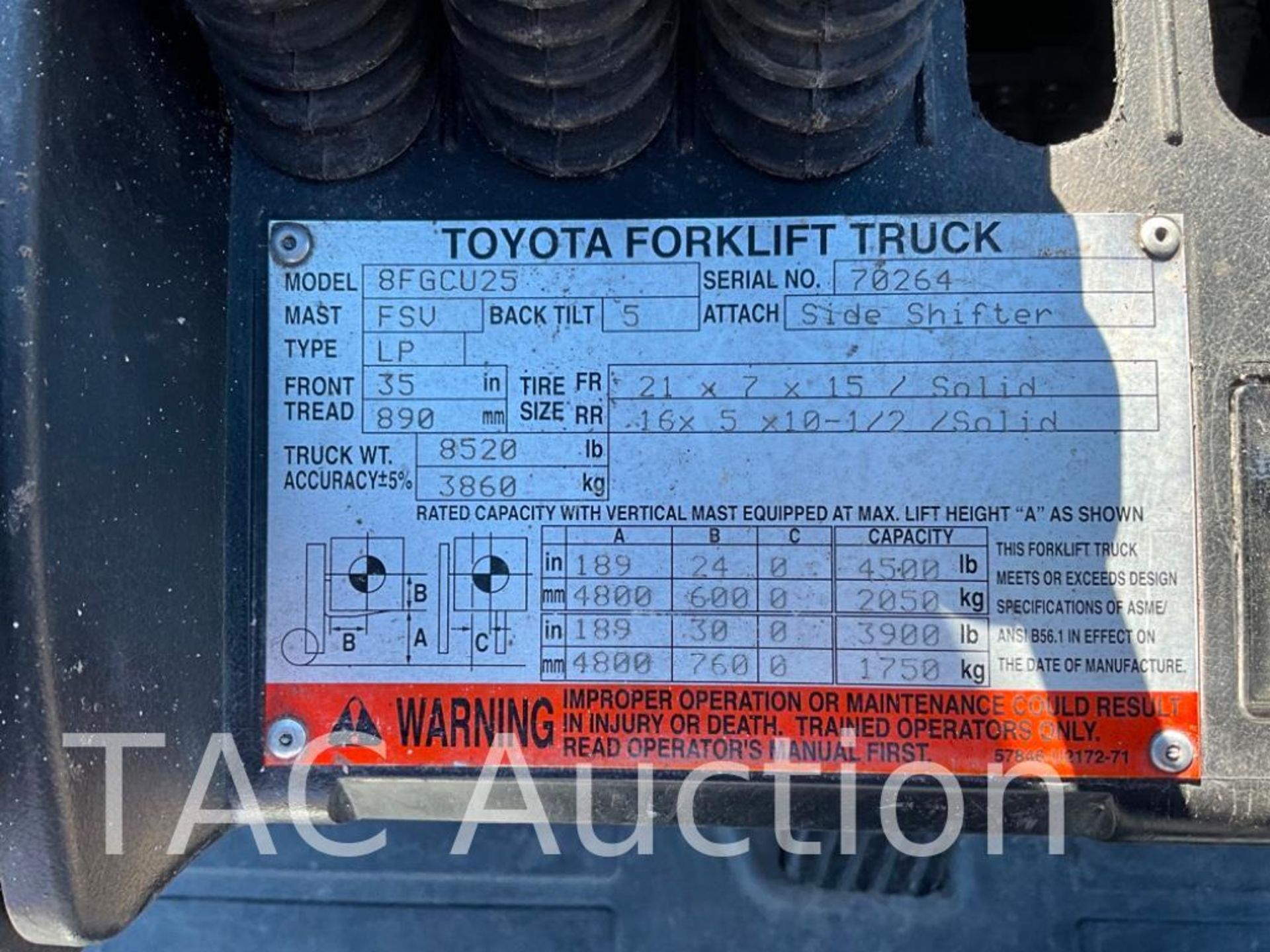 2015 Toyota 8FGCU25 5000lb Forklift - Image 29 of 29