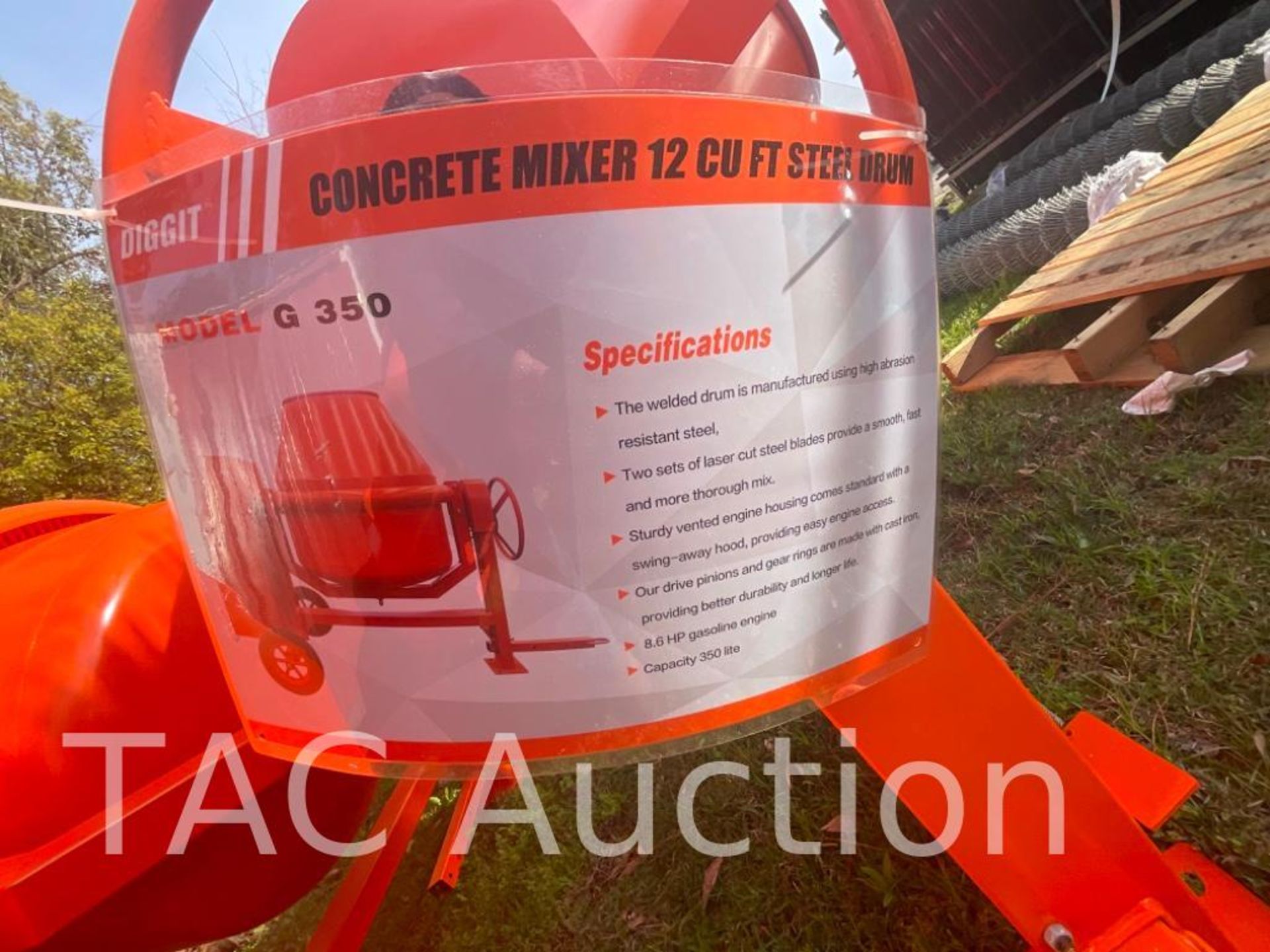 New 12 CU ft Steel Drum Concrete Mixer - Image 10 of 12