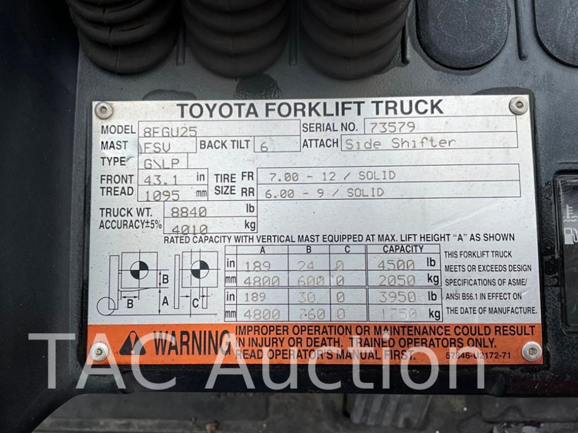 2016 Toyota 8FGU25 5,000lb Forklift - Image 35 of 35