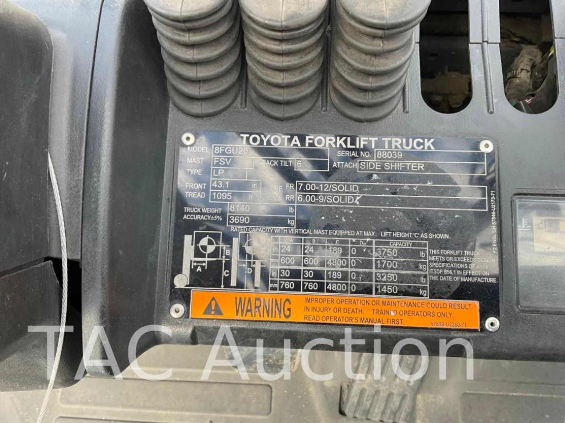 2018 Toyota 8FGU20 LP 4000lb Forklift - Image 22 of 22