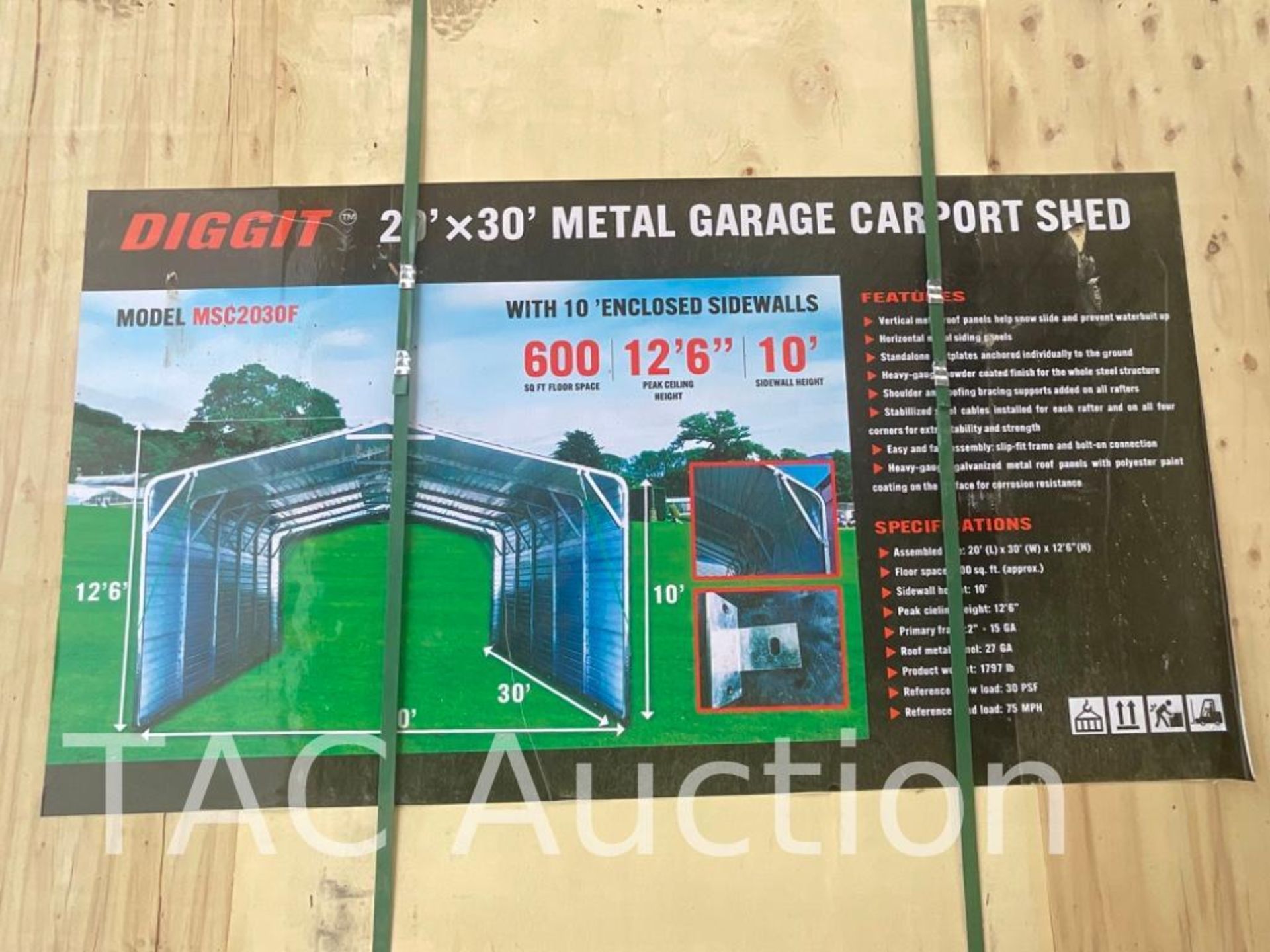 New 20ft X 30ft Metal Garage Carport Shed - Image 3 of 4