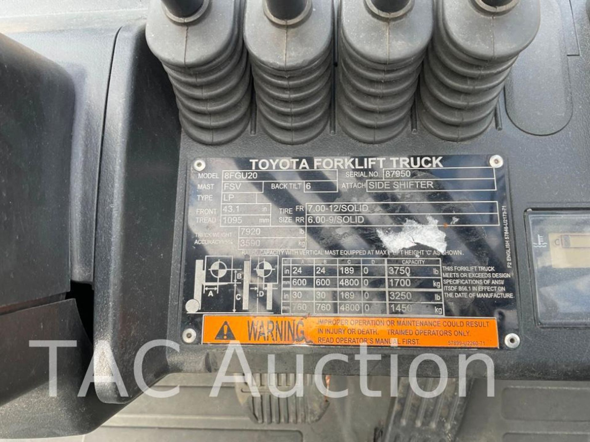 2018 Toyota 8FGU20 LP 4000lb Forklift - Image 23 of 23