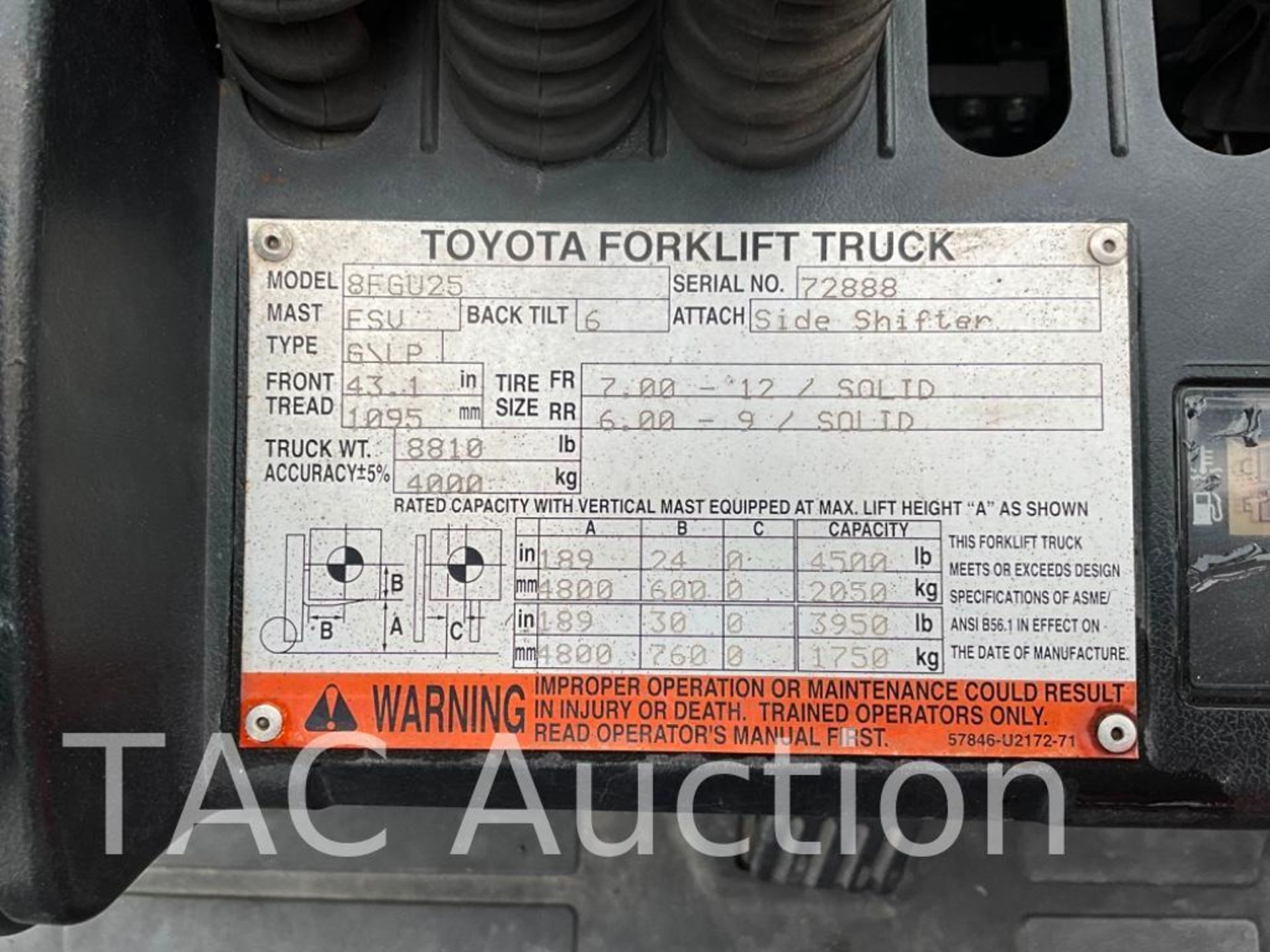 2016 Toyota 8FGU25 5,000lb Forklift - Image 35 of 35