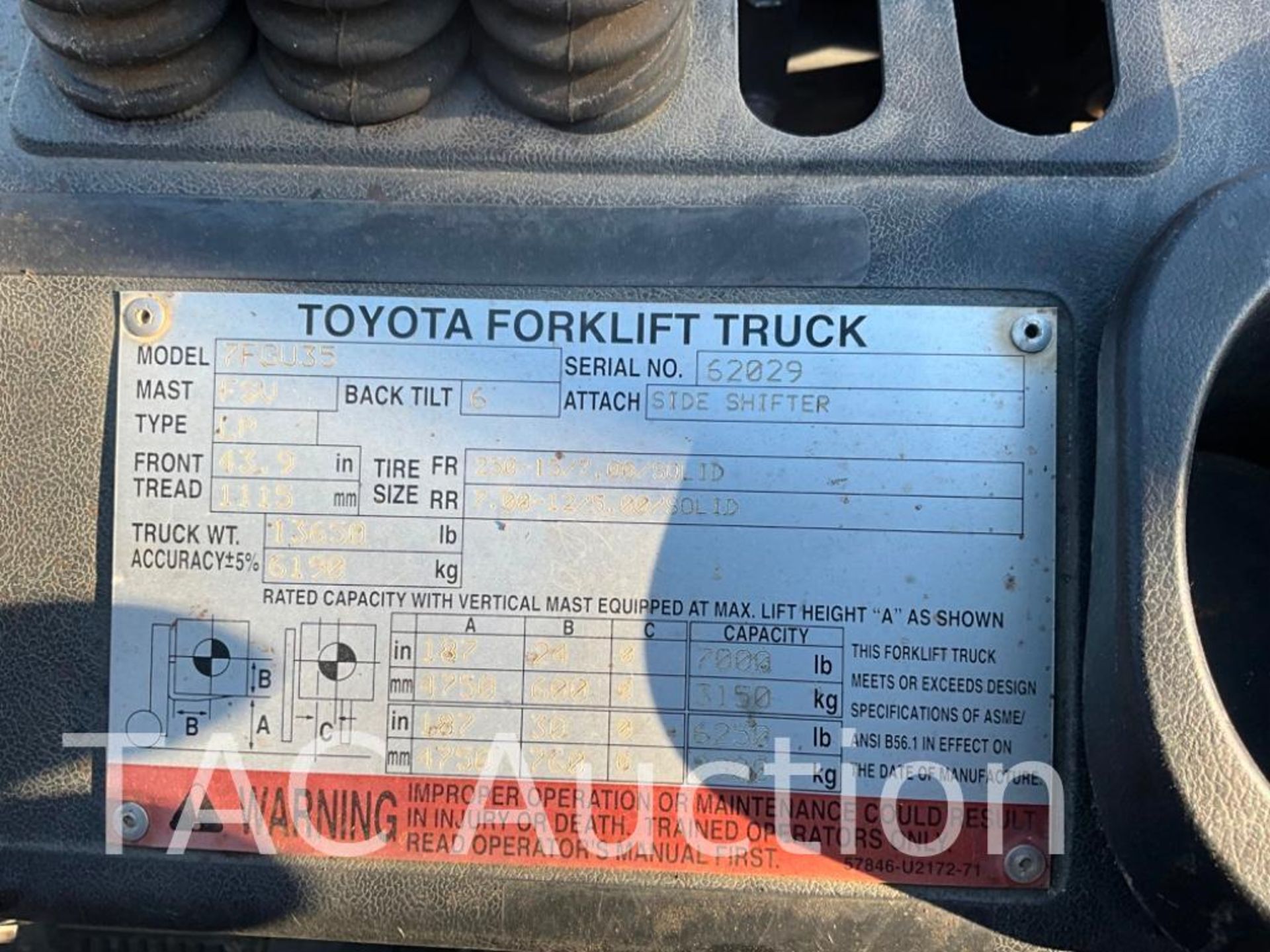 Toyota 7FGU35 8,000lb Forklift - Image 33 of 33