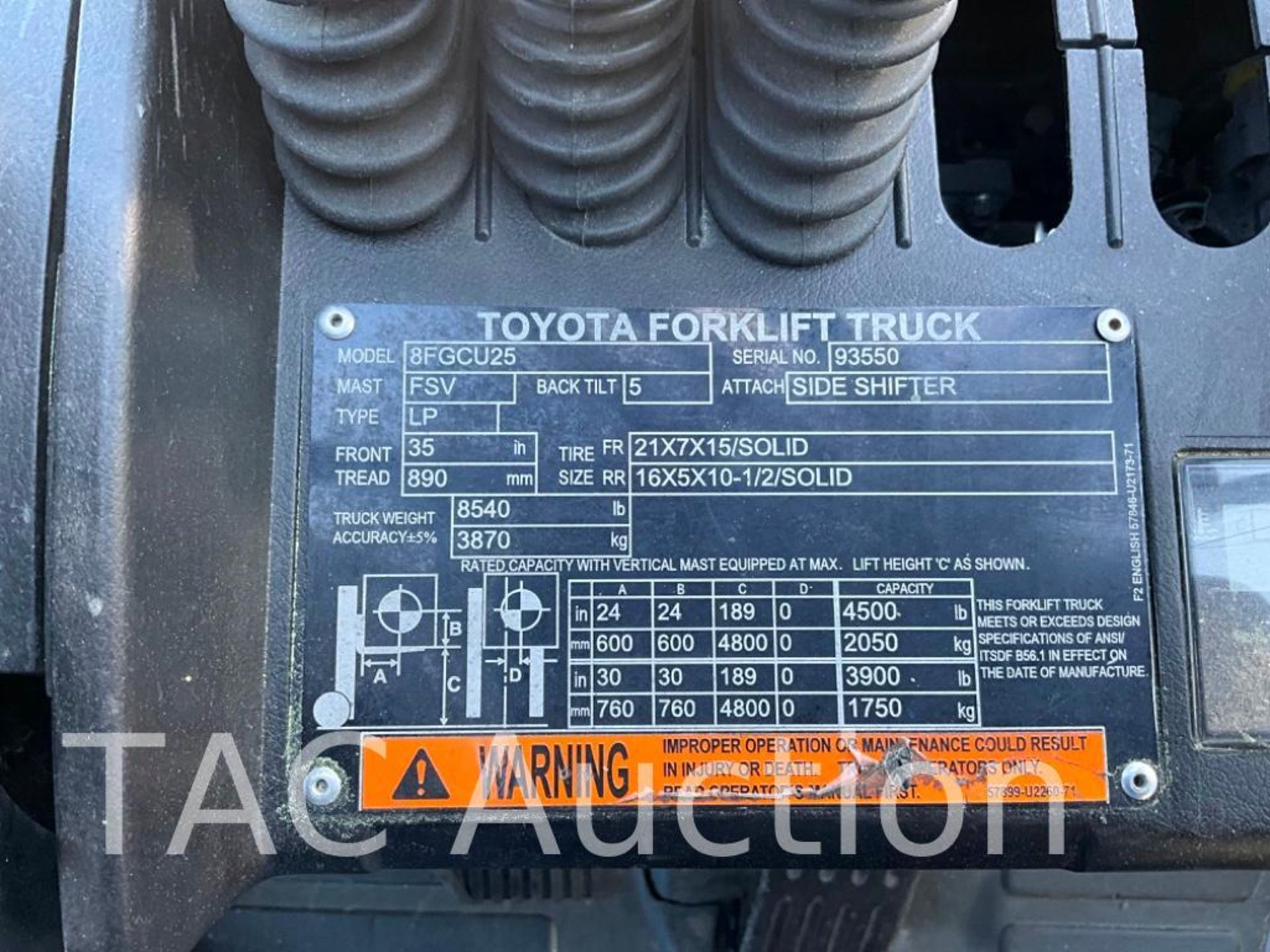 2018 Toyota 8FGCU25 5000lb Forklift - Image 31 of 31