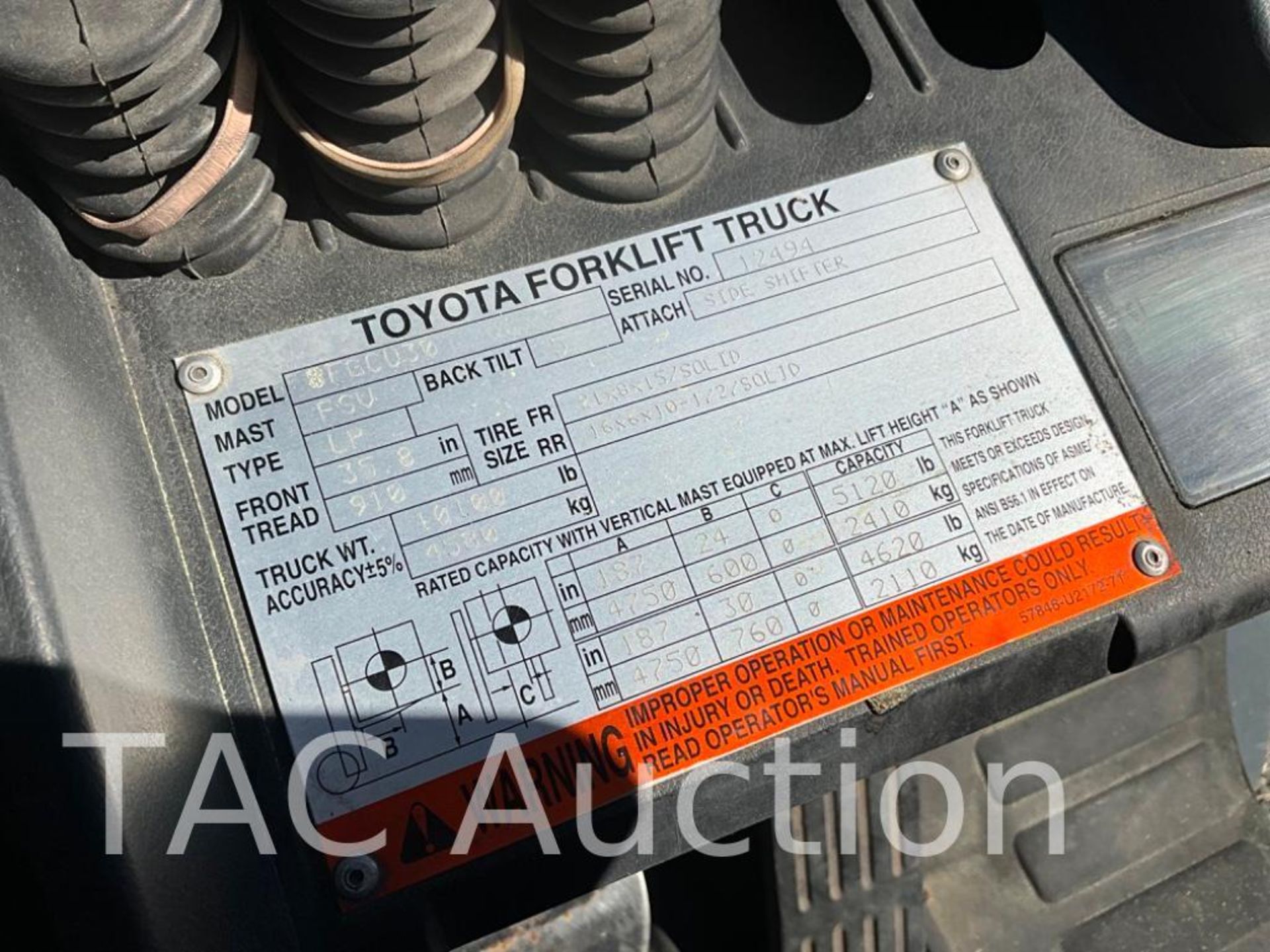 2008 Toyota 8FGCU30 6000lb Forklift - Image 36 of 36