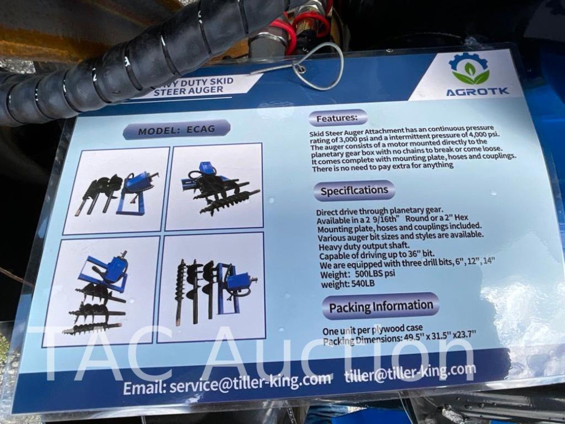 New 2023 Skid Steer Auger Attachment W/ (3) Auger Bits - Image 5 of 10