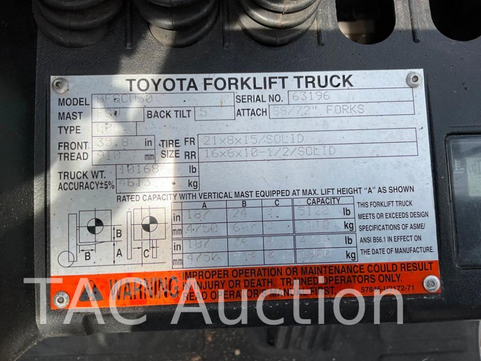 2015 Toyota 8FGCU30 6000lb Forklift - Image 26 of 27