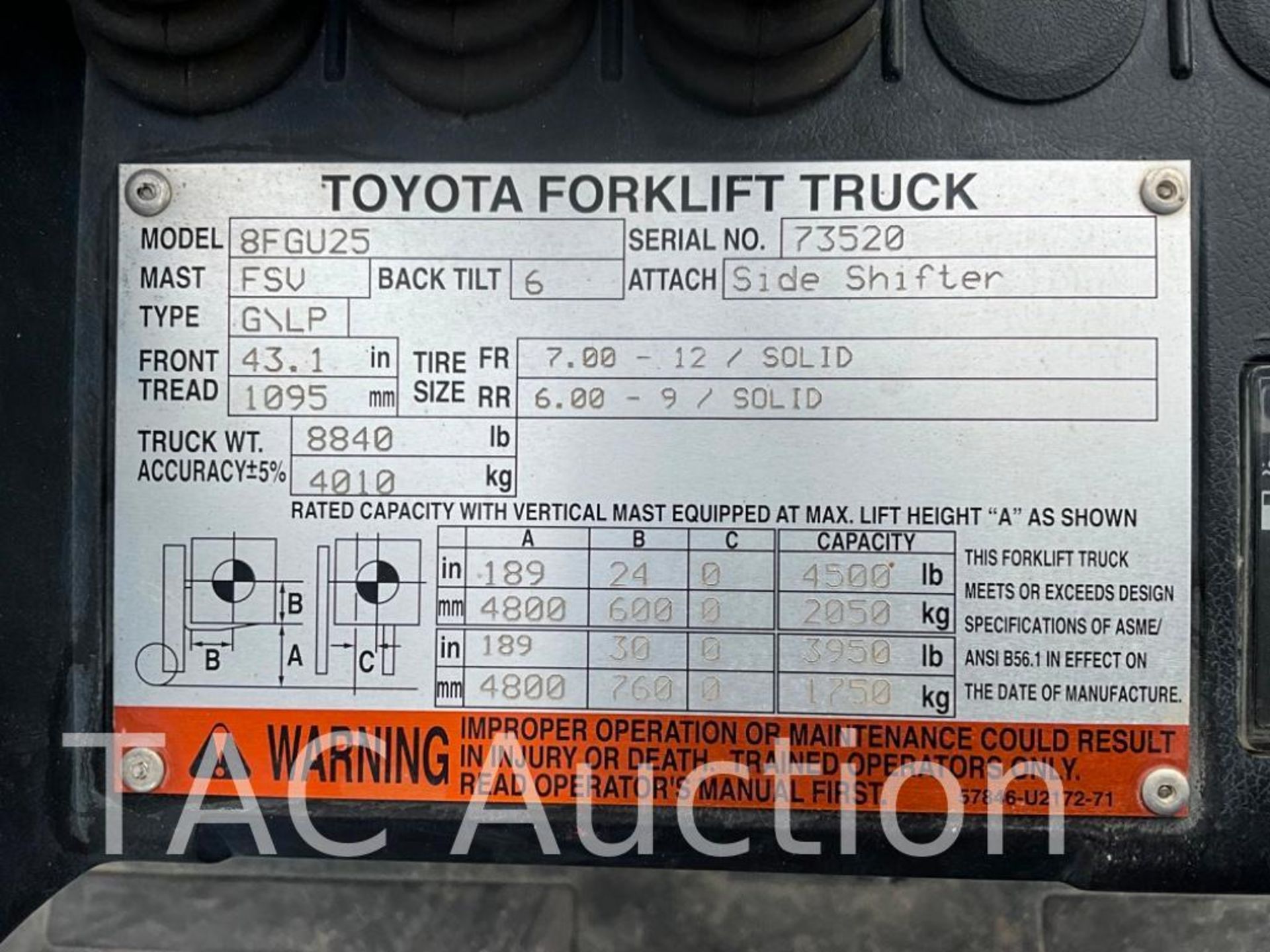 2016 Toyota GFCU25 5,000lb Forklift - Image 30 of 31