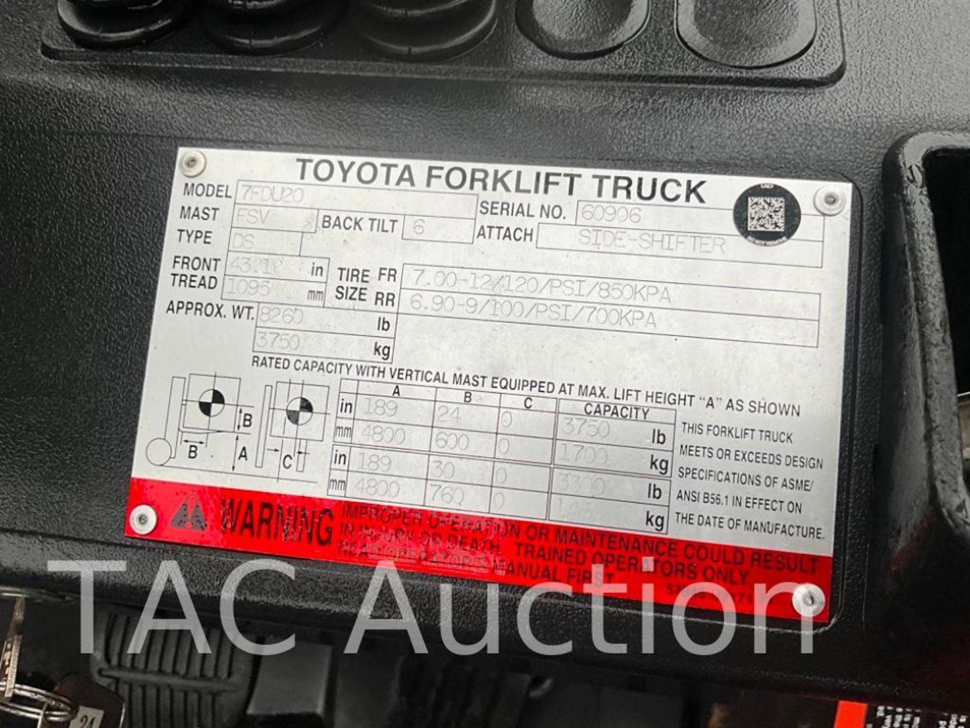 Toyota 7FD420 4000lb Diesel Forklift - Image 34 of 34