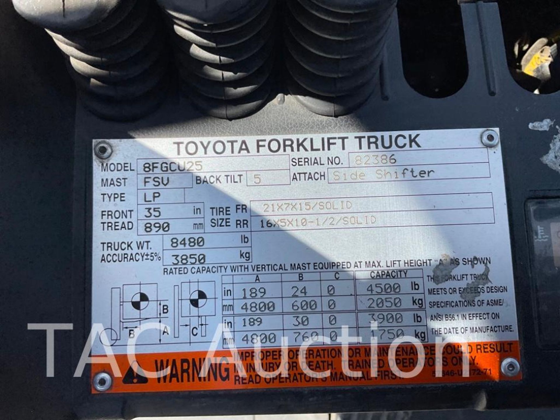2017 Toyota 8FGCU25 LP 5000lb Forklift - Image 23 of 23