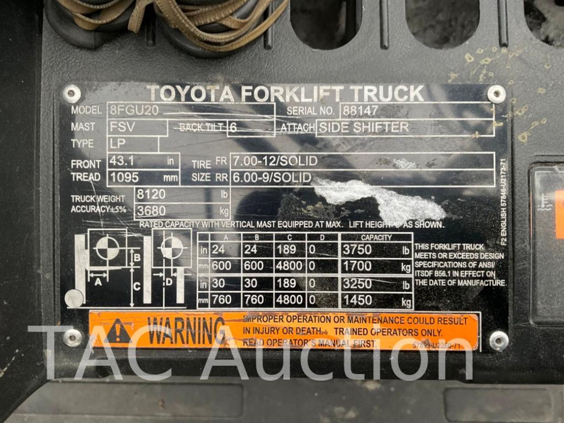 2018 Toyota 8FGU20 4000lb Forklift - Image 28 of 28