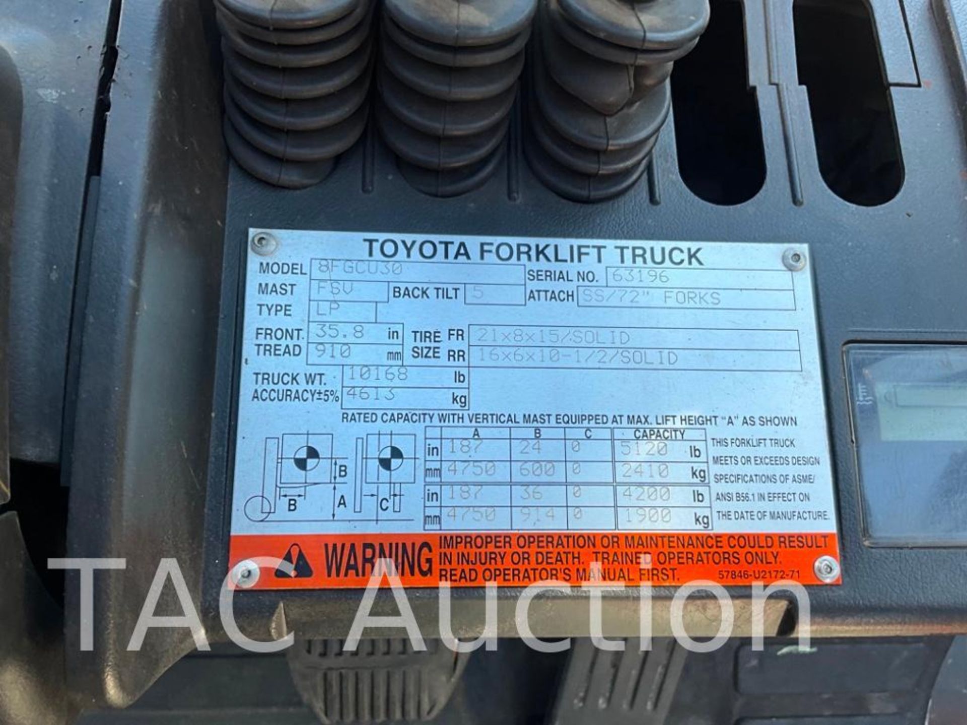 2015 Toyota 8FGCU30 6000lb Forklift - Image 23 of 23
