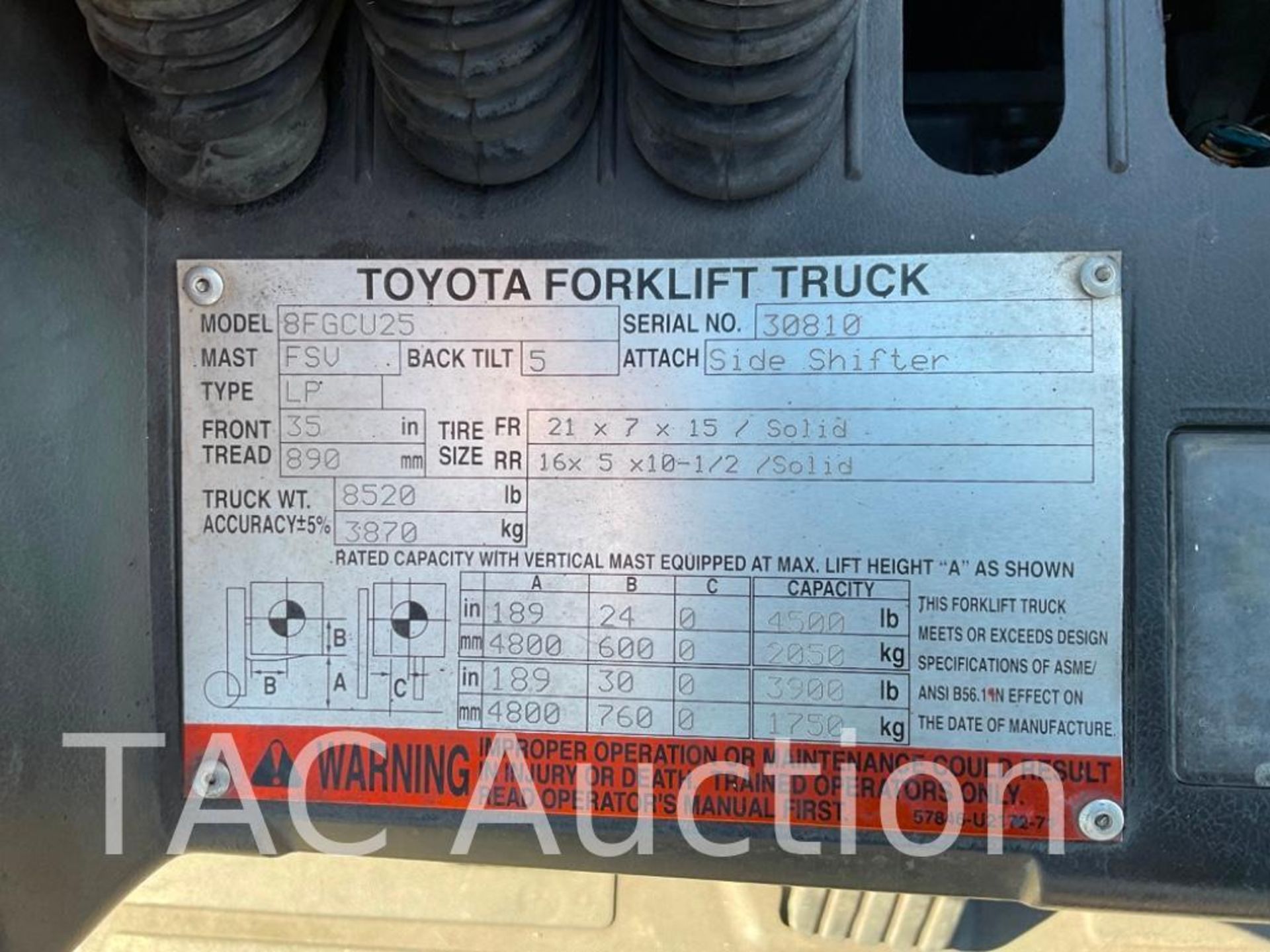 2010 Toyota 8FGCU25 5000lb Forklift - Image 29 of 29