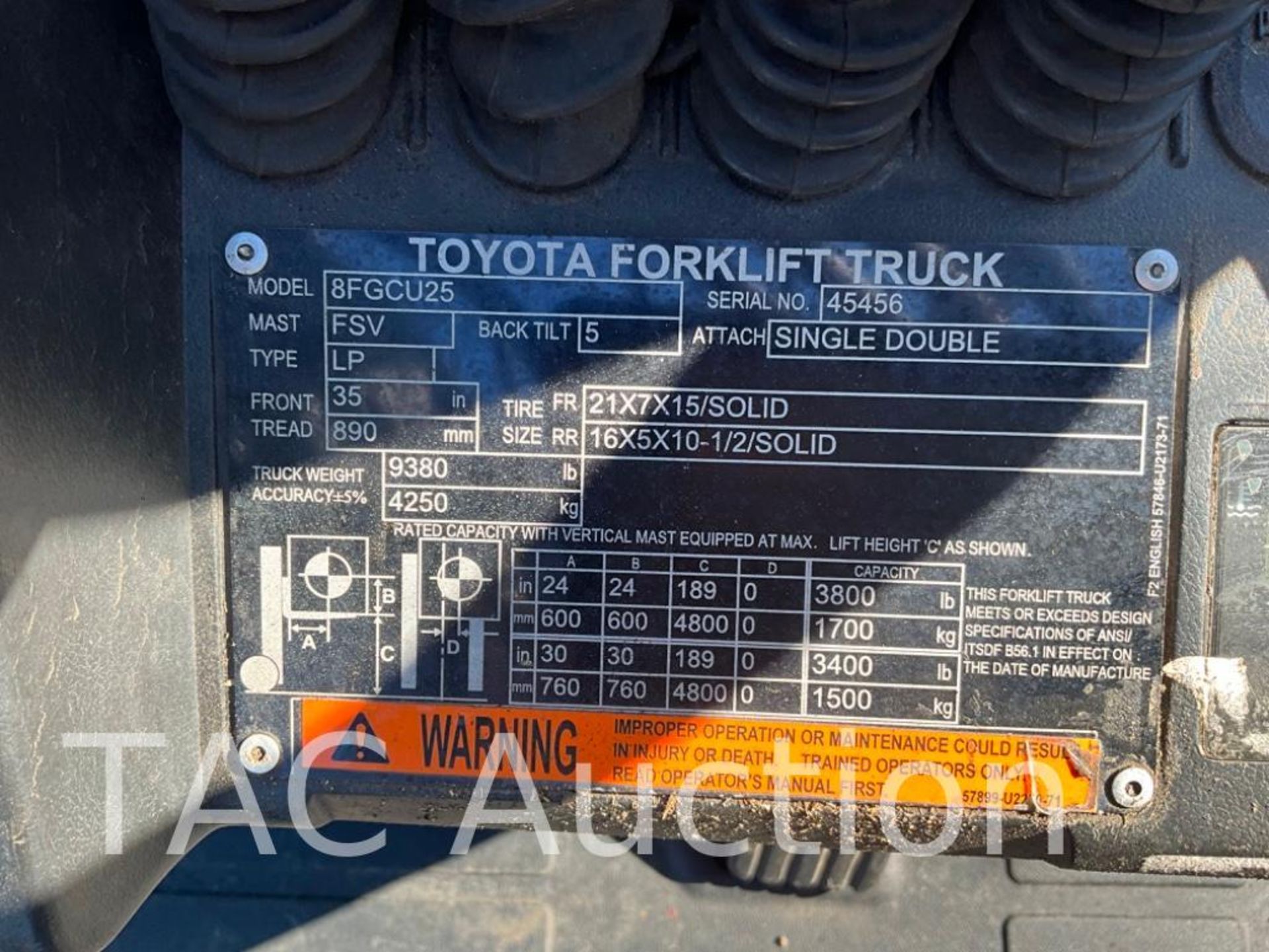 2013 Toyota 8FGCU25 5000lb Forklift - Image 27 of 27