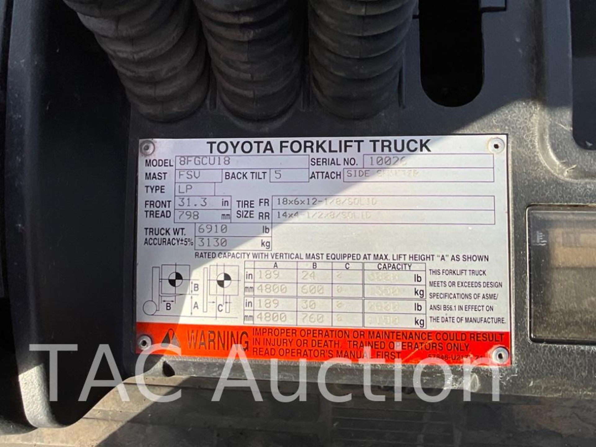 2007 Toyota 8FGCU18 3600lb Forklift - Image 19 of 19