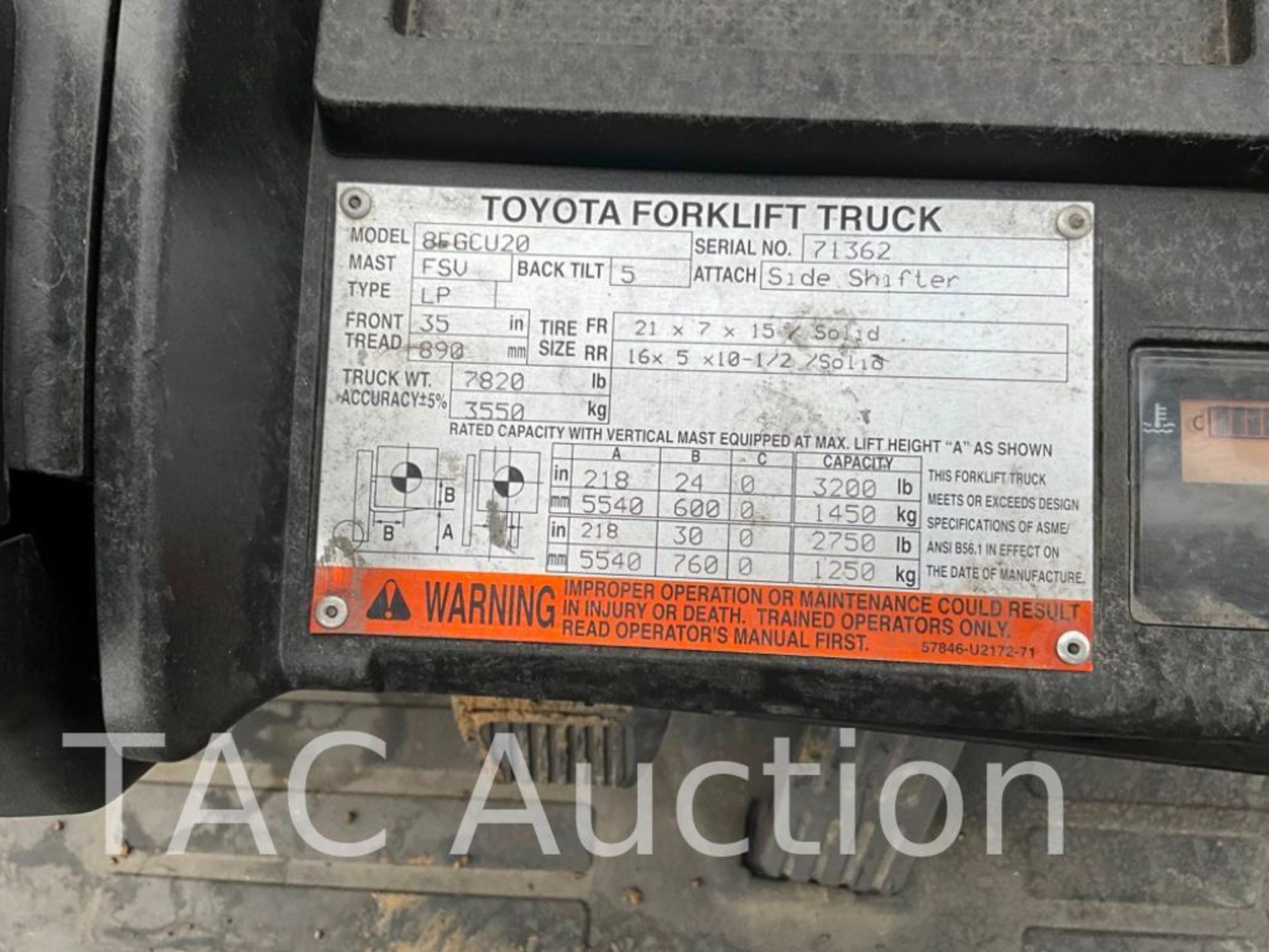 2015 Toyota 8FGCU20 4000lb Forklift - Image 32 of 32