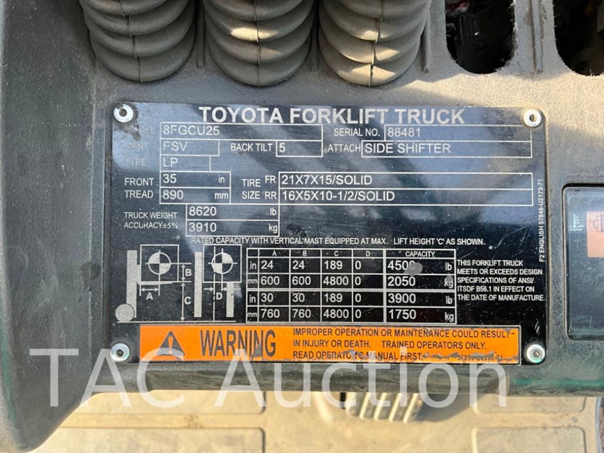 2017 Toyota 8FGCU25 5000lb Forklift - Image 33 of 33