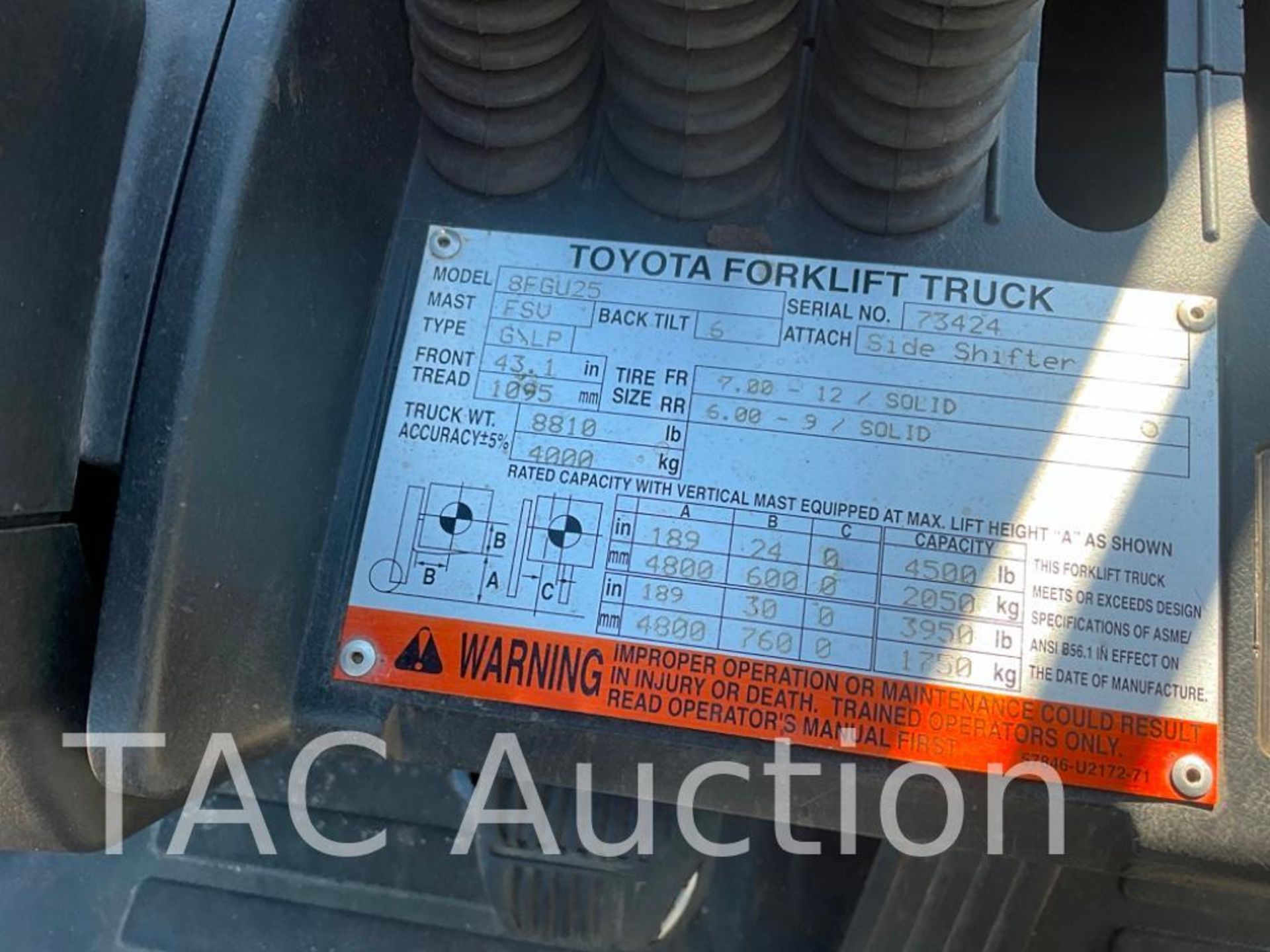 2016 Toyota 8FGU25 Dual Fuel 5,000lb Forklift - Image 31 of 32