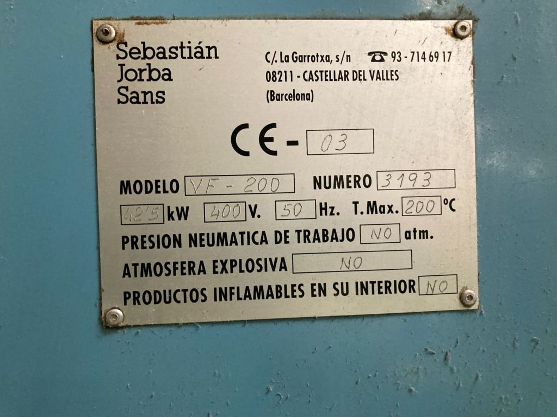 Sebastian Jorba Sans VFO-200 oven (2003) - Image 2 of 5