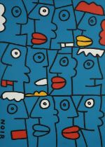 Thierry Noir (French 1958-), 'Fast Form Blue Manifest With A Touch Of Yellow', 2016