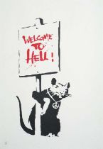 Banksy (British 1974-), 'Welcome To Hell (Red)', 2004