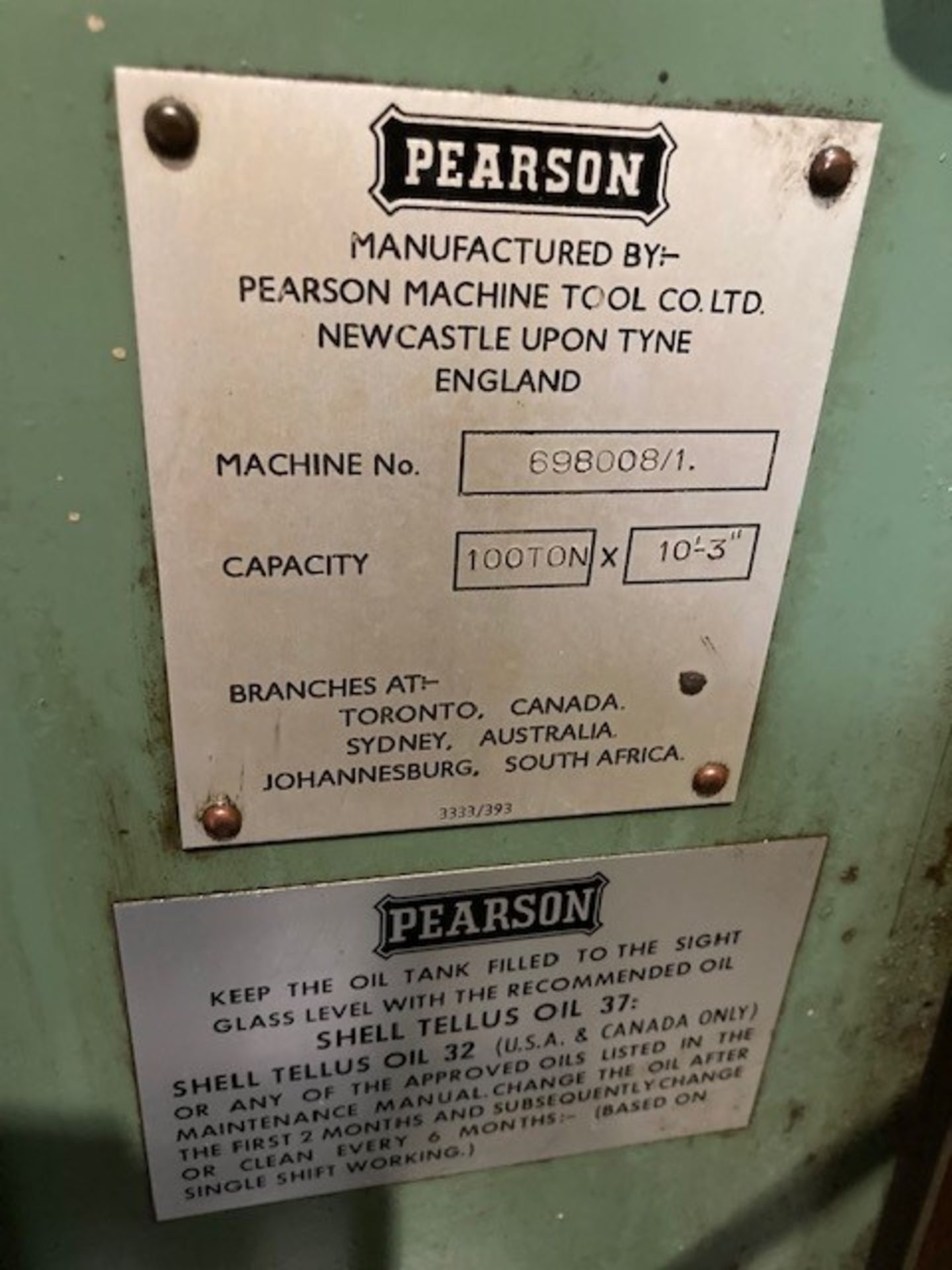 Pearson 10’3” x 100 Ton Hydraulic Pressbrake - Image 9 of 9