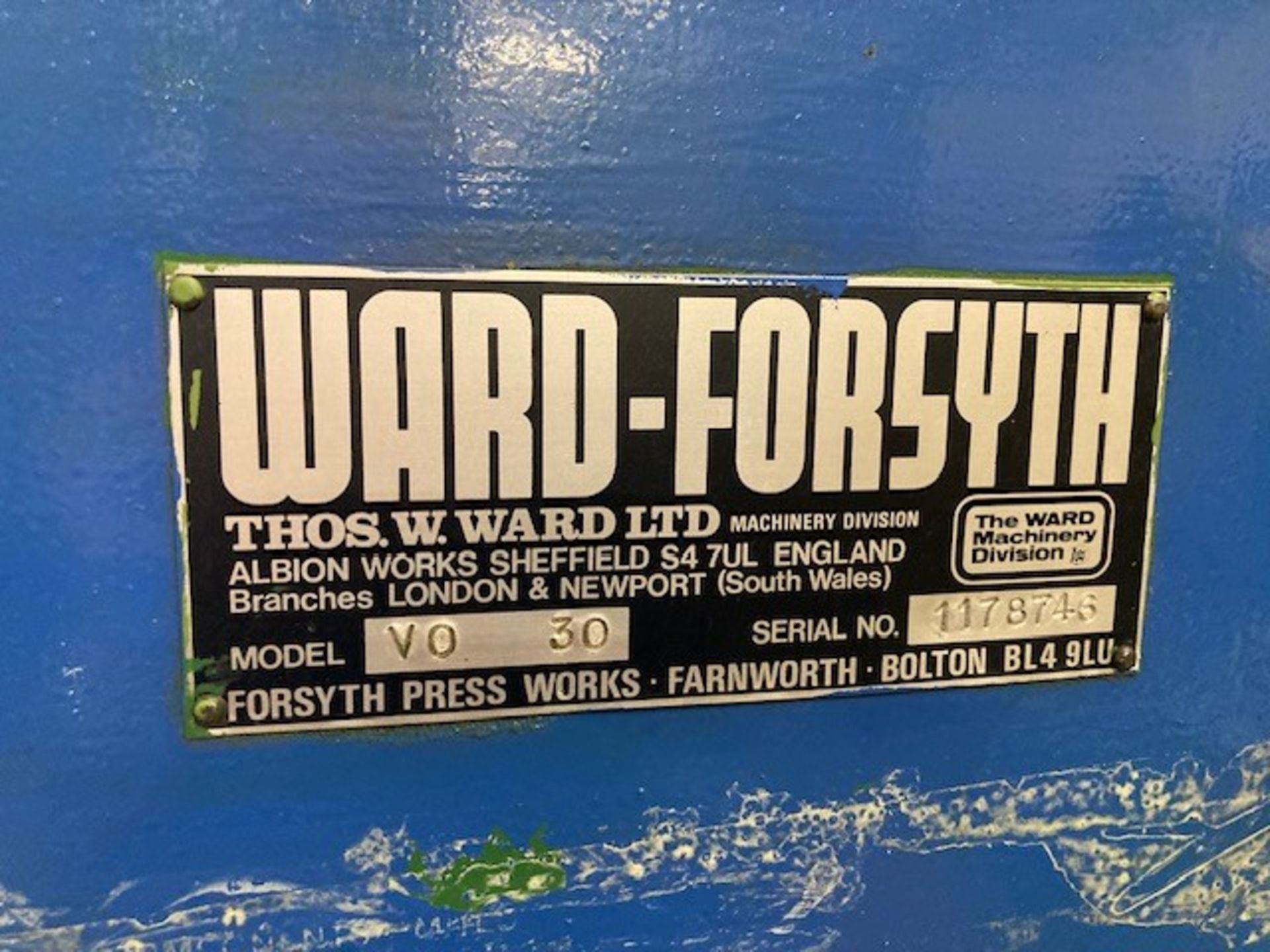 Ward Forsyth VO30 Ton Hydraulic Press - Image 8 of 8