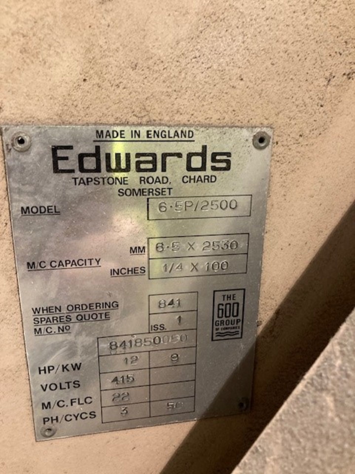 Edwards Popular 6.5 x 2500 Power Guillotine - Image 4 of 7