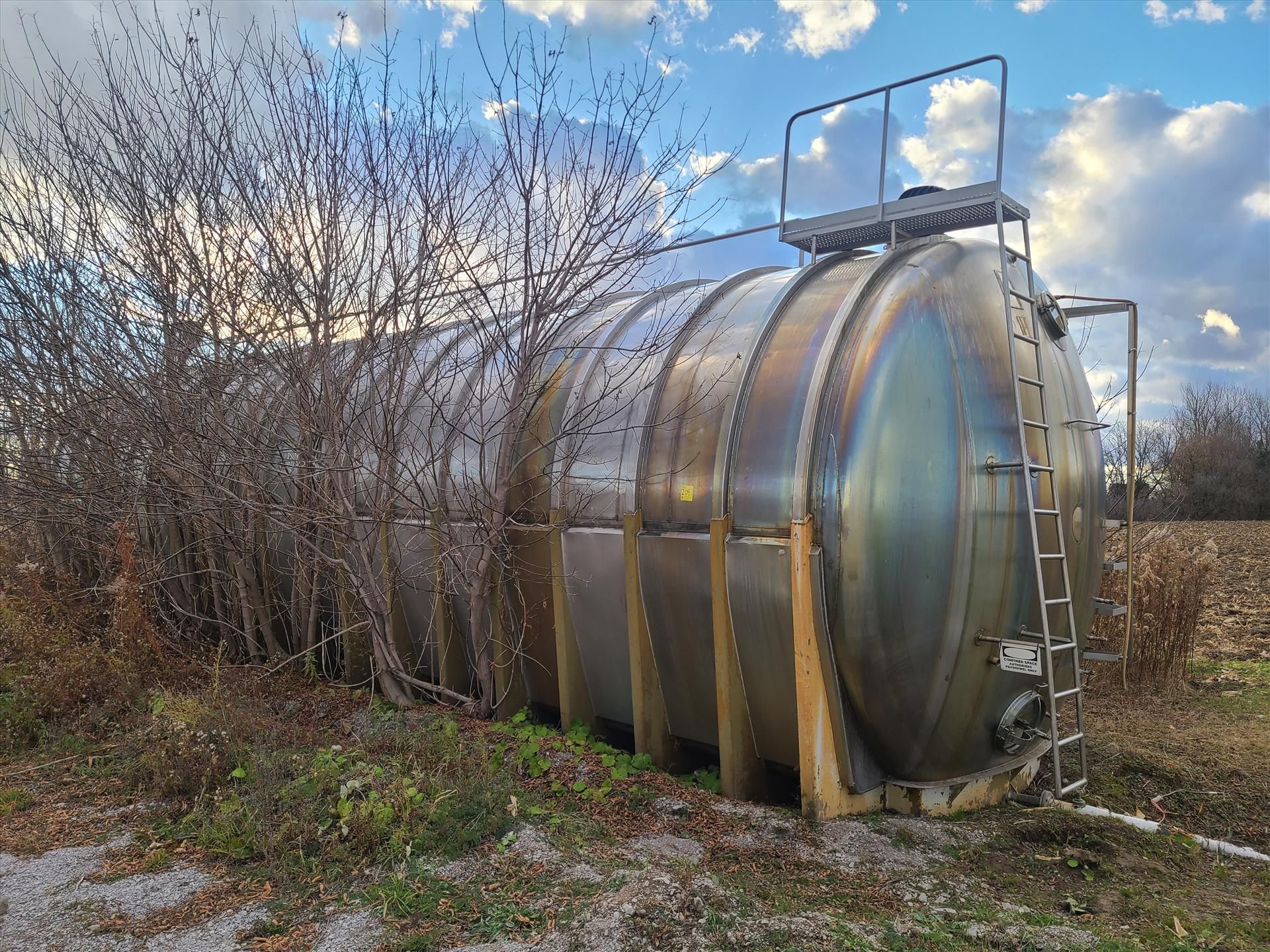 L'Hoir vertical tank, stainless steel, approx. 52 ft. long x 162 in. dia., x 14 ft. height, 46,670 g