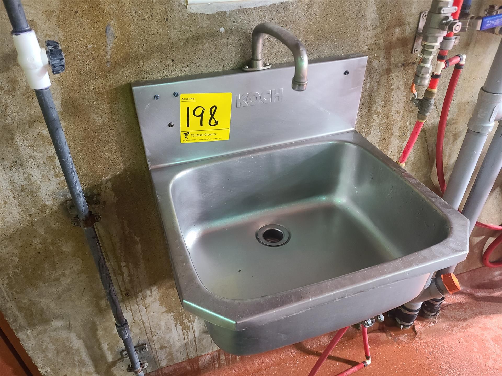 Koch hand wash sink, stainless steel, foot operated, wall mounted [Production]